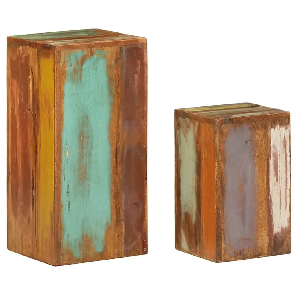 Plant Stands 2 pcs Solid Reclaimed Wood Indoor Outdoor Use
