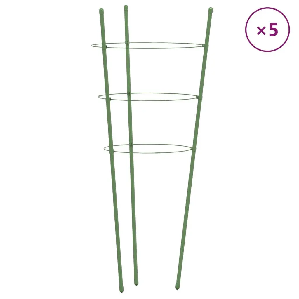 Garden Plant Facilitates 3 Rings 5 Pieces Green 17.7 Inch Steel Plant Support
