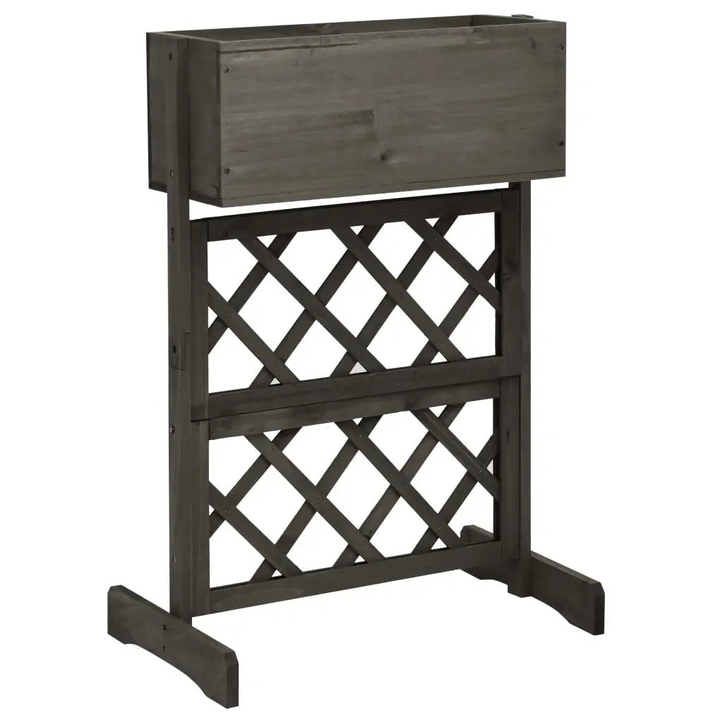 Garden Trellis Planter 17.7x11.8x29.1 Inches Gray Solid Firwood Outdoor Flower Box