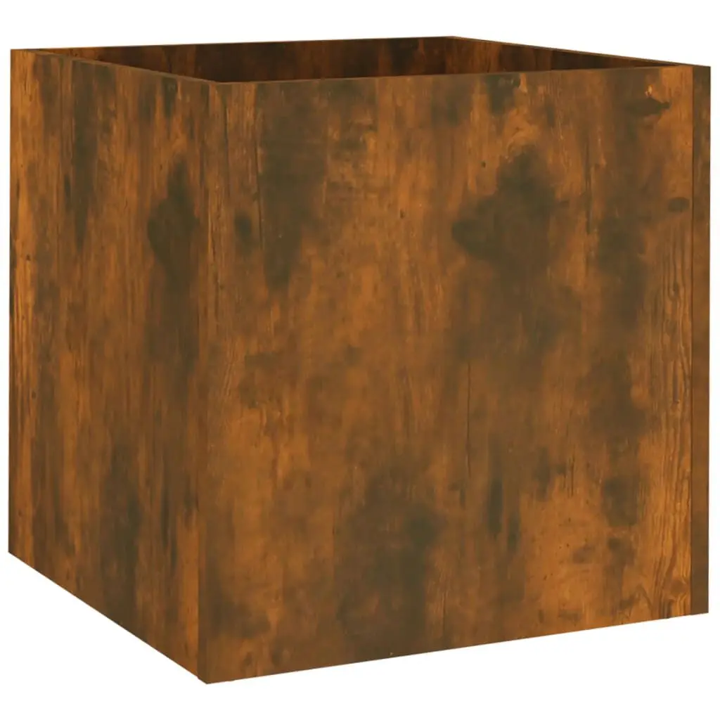 Planter Box Smoked Oak 15.7x15.7x15.7 Inches Engineered Wood Indoor Outdoor