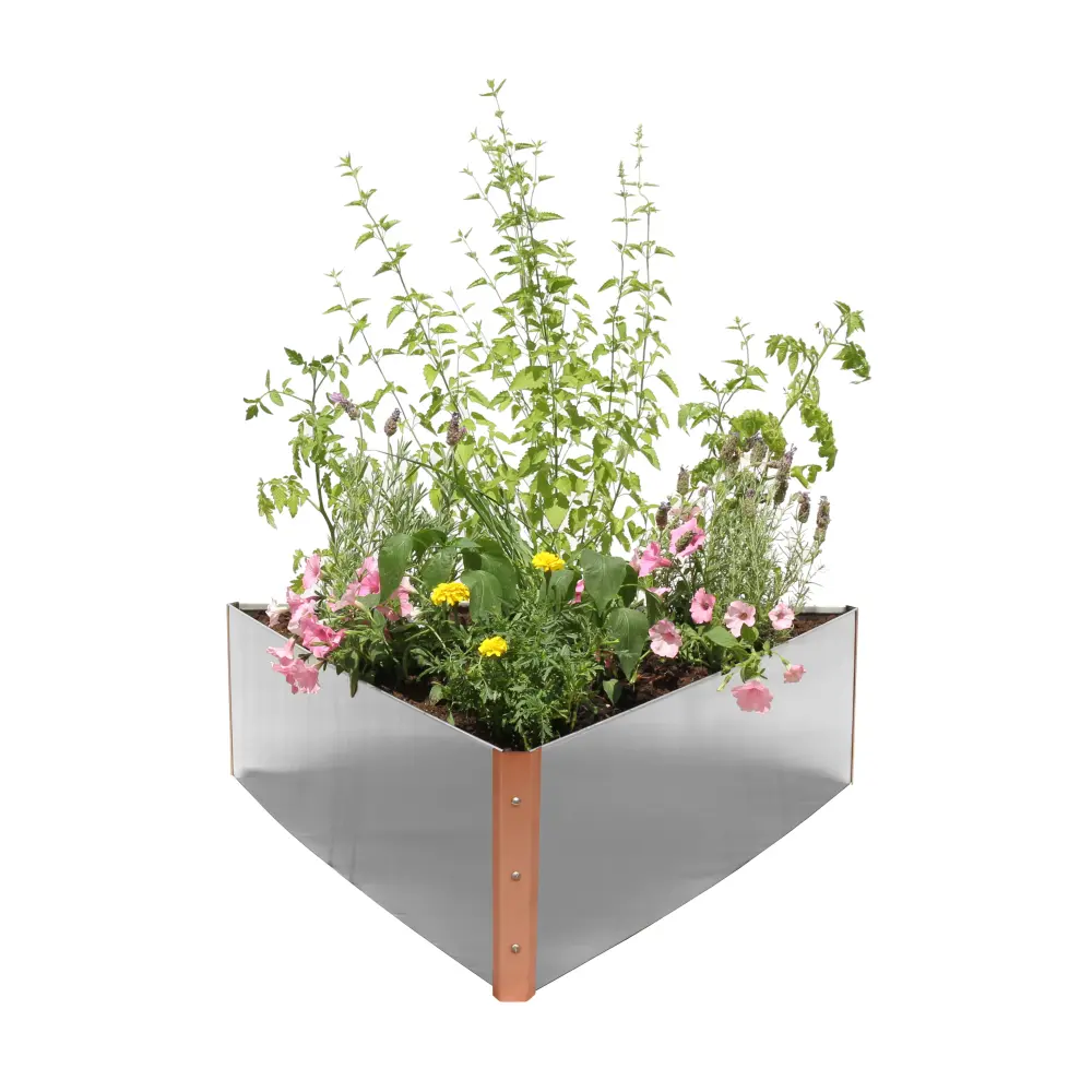 Vertical Garden Stainless Metal and Copper Raised Garden Bed - Triangle