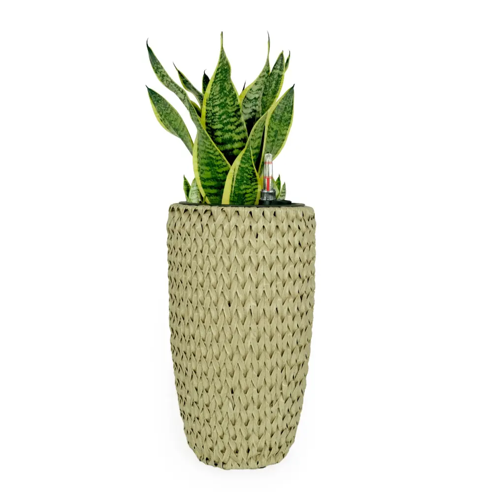 10.6 Self Watering Wicker Planter Garden Decoration Pot Beige Round dty home