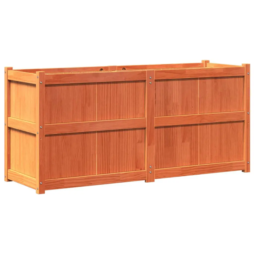 Garden Planter Wax Brown 59.1x19.7x27.6 Inch Solid Wood Pine Outdoor Decor