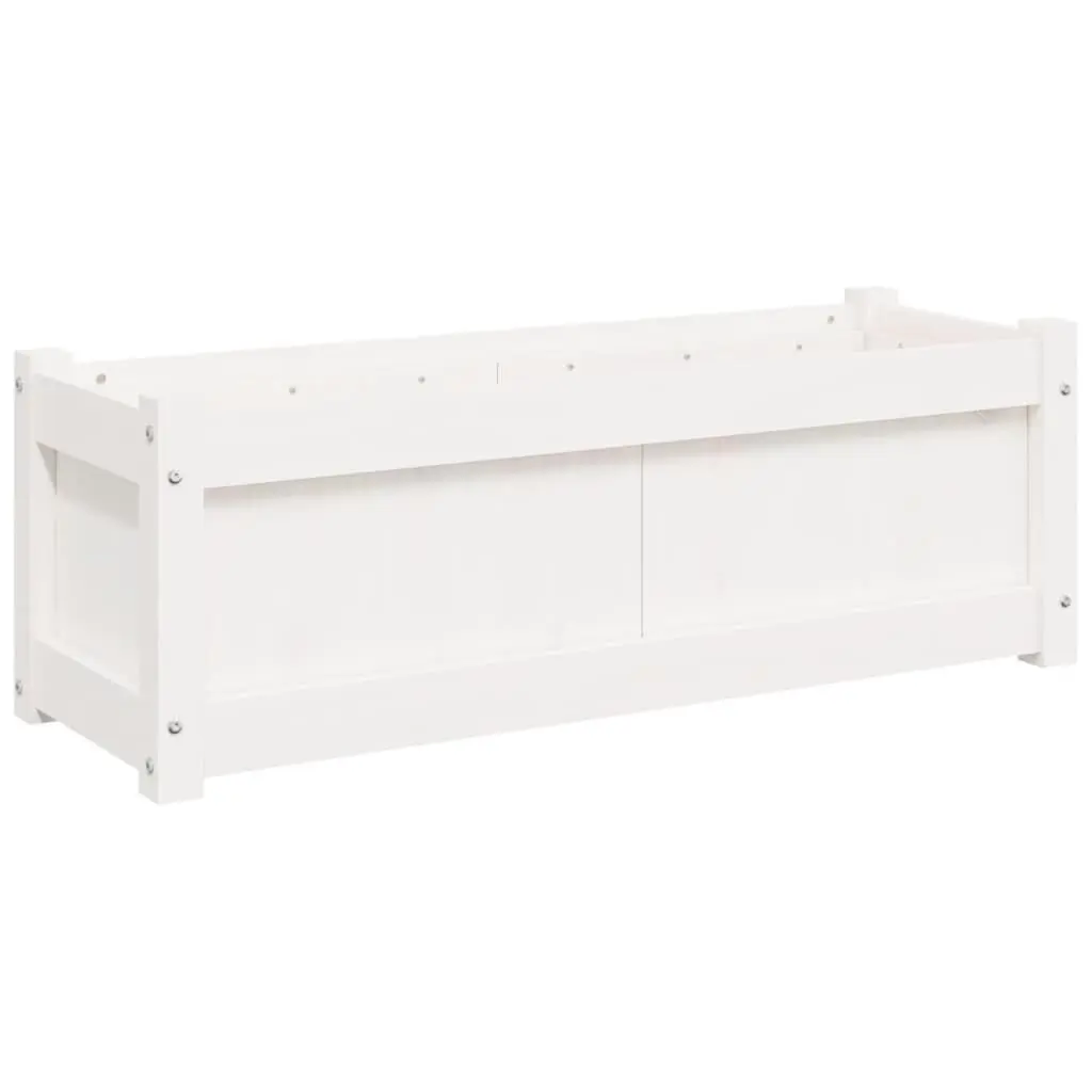 Garden Planter White 35.4x12.2x12.2 Inches Solid Wood Pine Outdoor Decor