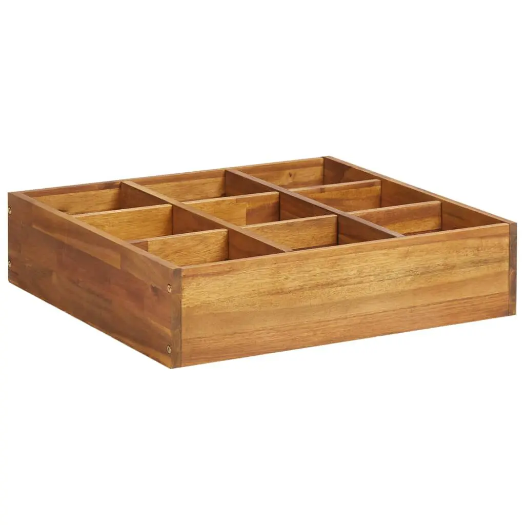 Herb Garden Raised Bed Solid Wood Acacia 23.6x23.6x5.9 Inch Planter Box