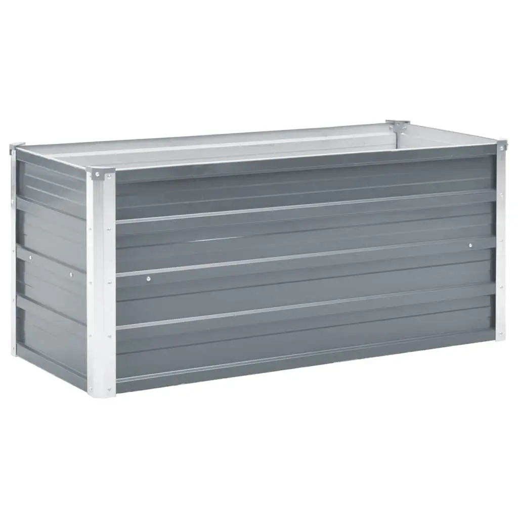 Garden Raised Bed Galvanized Steel 39.4 x 15.7 x 17.7 Inches Gray Outdoor Planter Box