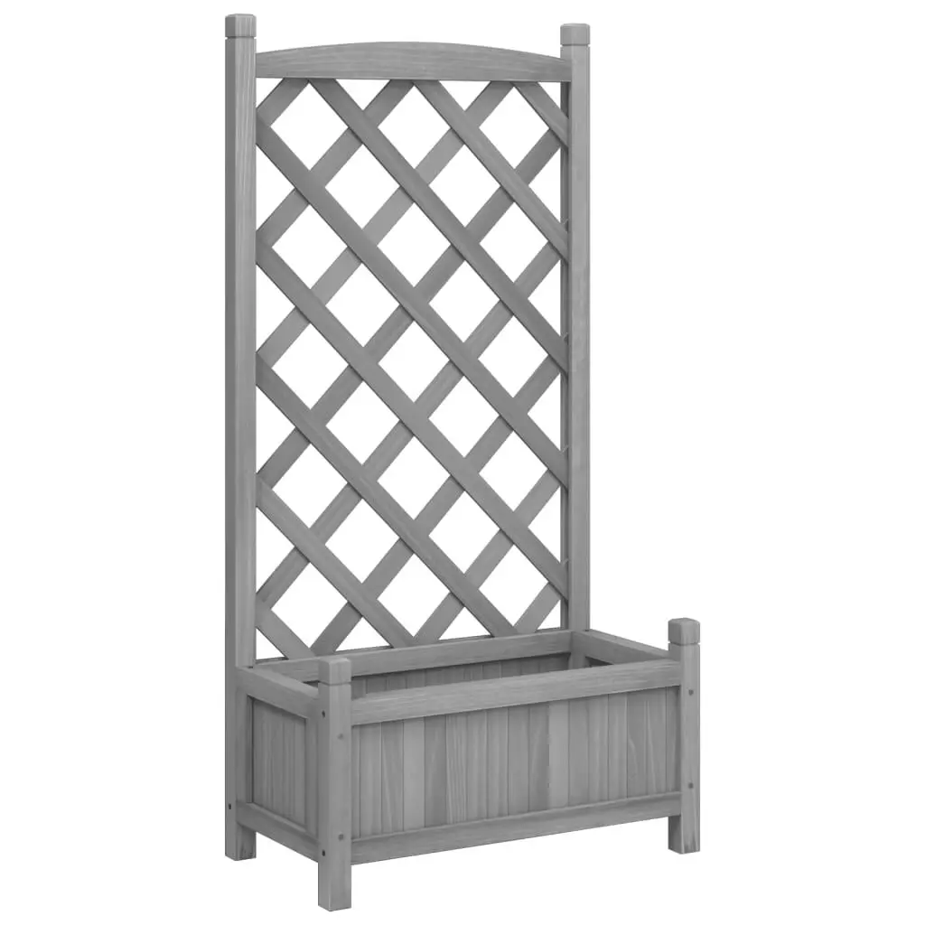 Gray Solid Wood Fir Planter Trellis Climbing Plants Outdoor Garden Decor