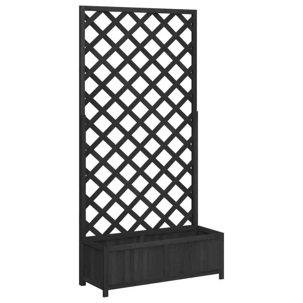 Planter Trellis Black Solid Wood Fir Vertical Garden Flower Pot