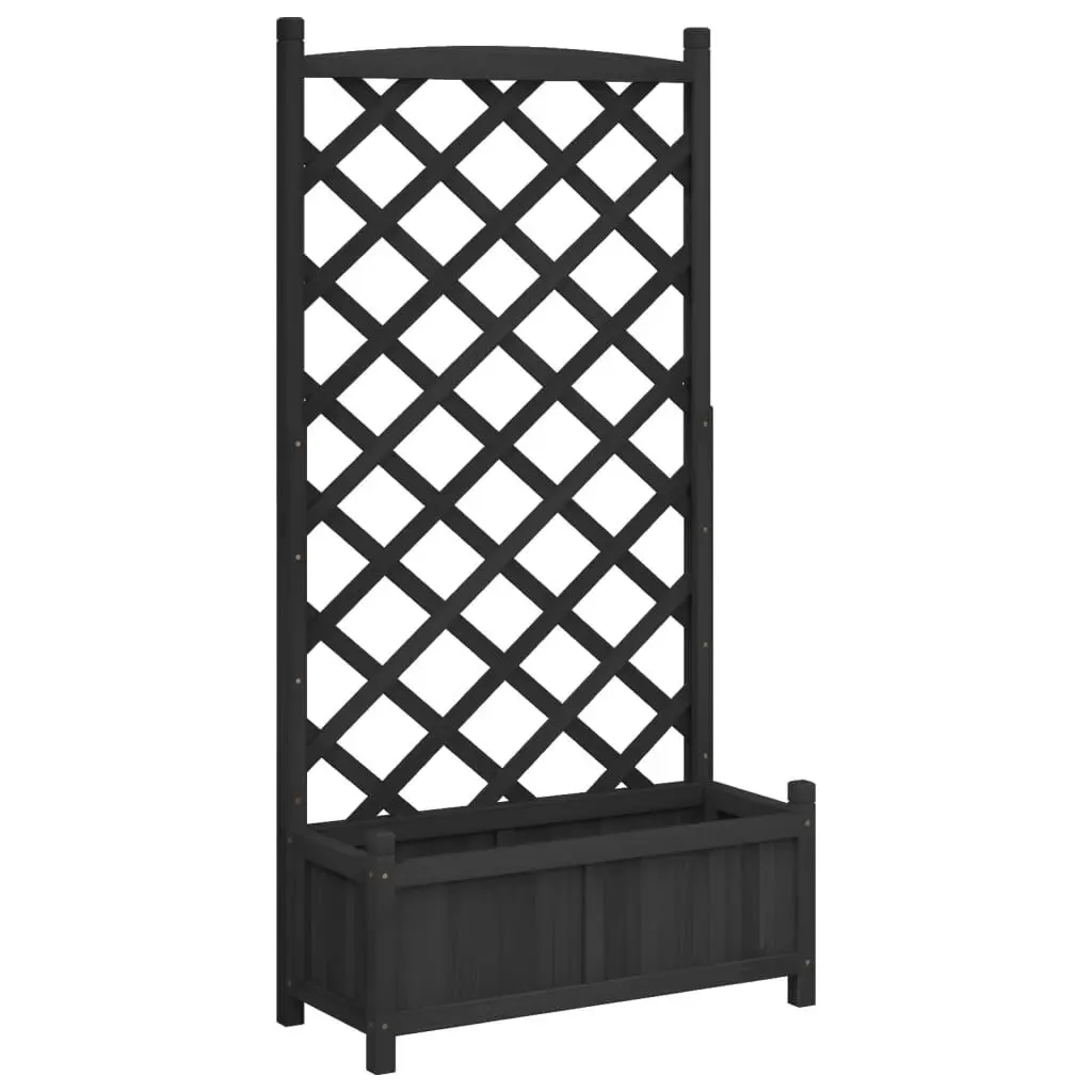 Planter Trellis Black Solid Wood Fir Garden Climbing Plant Support