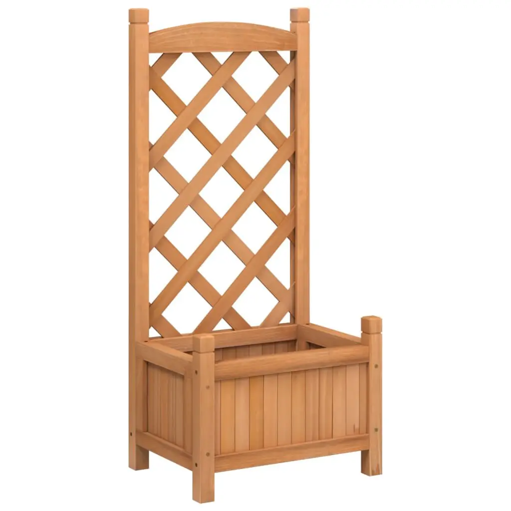 Planter Trellis Brown Solid Wood Fir Climbing Plants Garden Decor