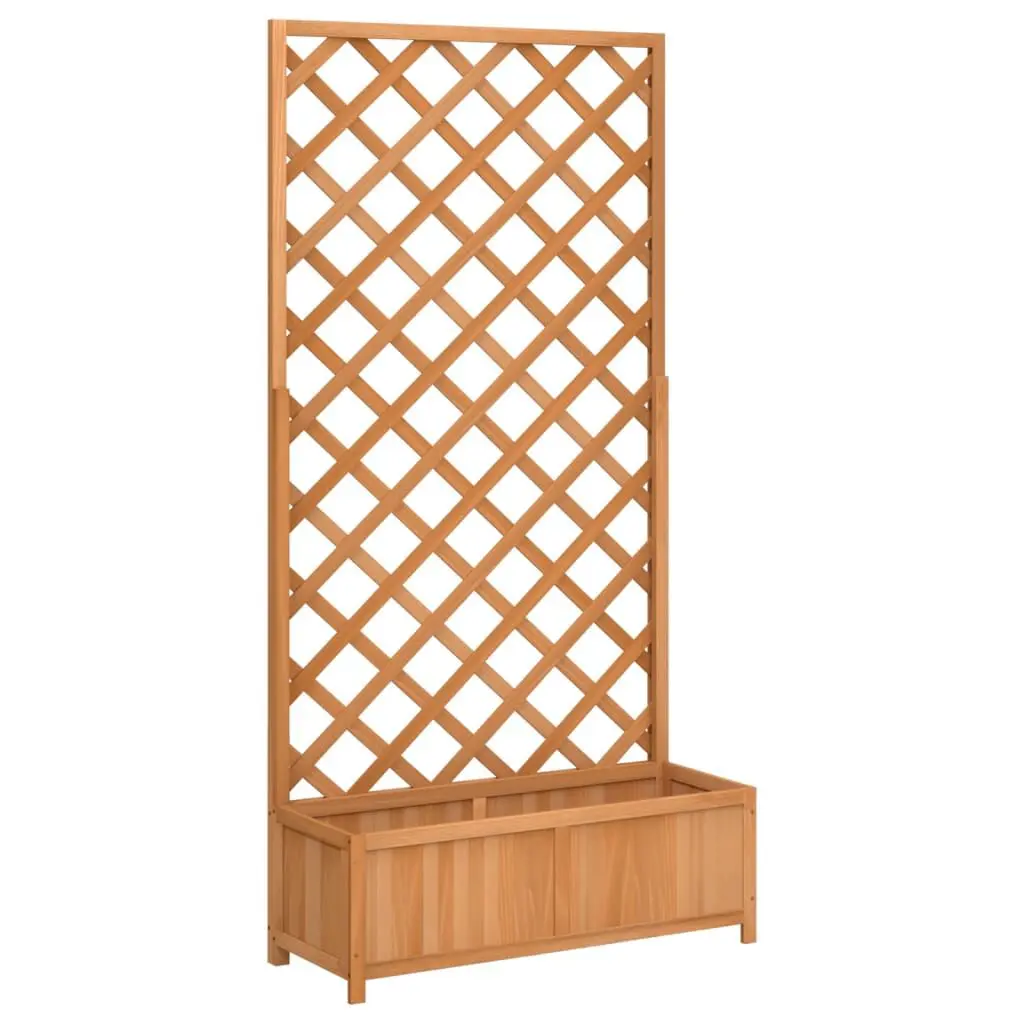 Planter Trellis Brown Solid Wood Fir Vertical Garden Flower Pot