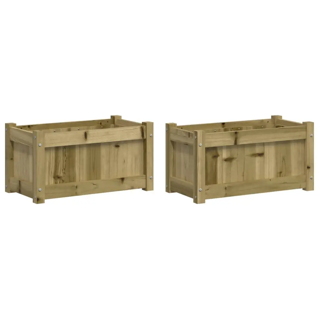 2-Piece Garden Planters Impregnated Wood Pine Outdoor Flower Pots