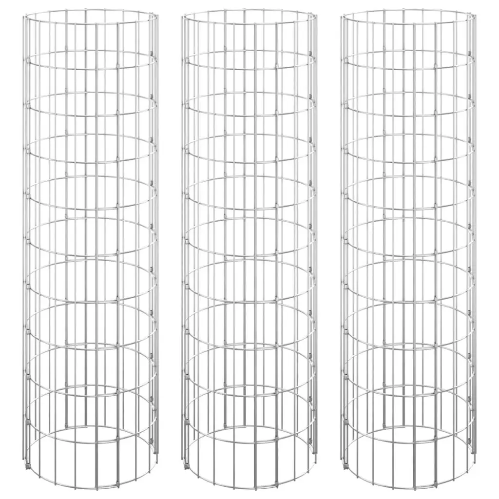 Circular Gabion Raised Beds 3 pcs Galvanized Steel Ø11.8x39.4 Garden Planters