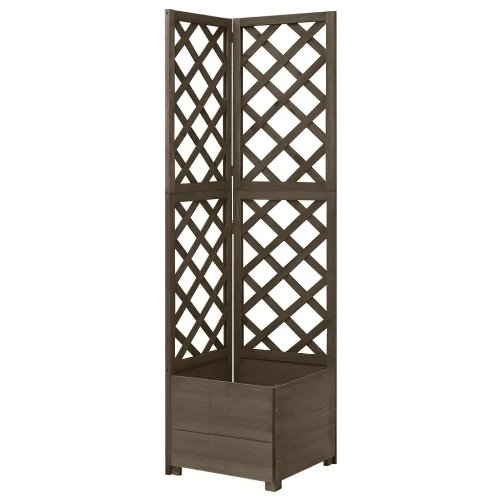 Corner Trellis Planter Gray 15.7x15.7x59 Inches Solid Fir Wood Vertical Garden