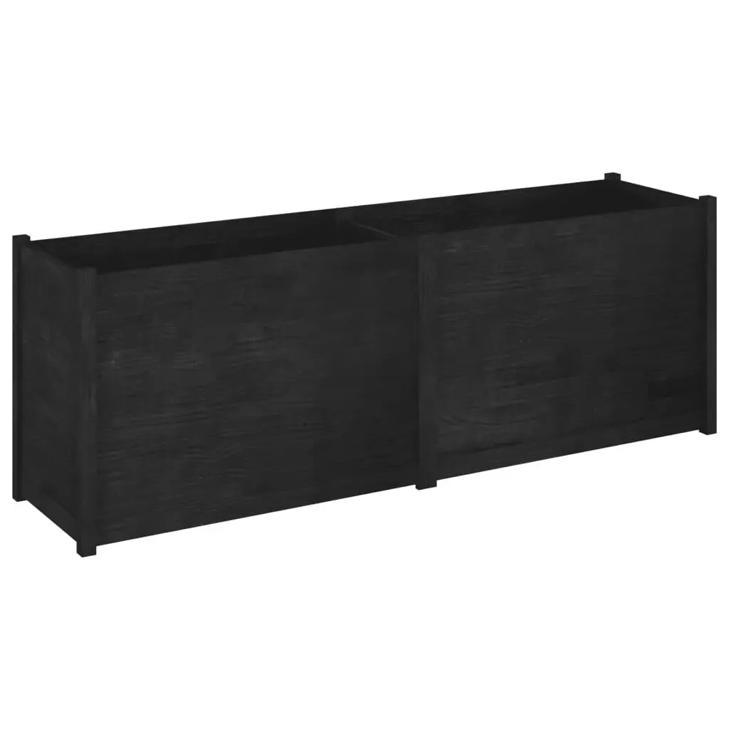 Garden Planter Black 78.7x19.7x27.6 Inch Solid Wood Pine Outdoor Decor