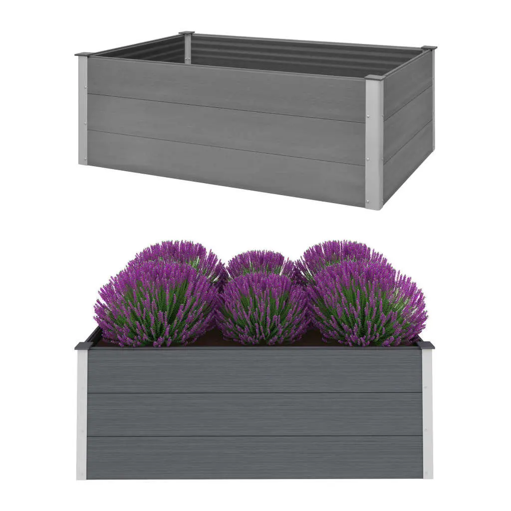 Garden Raised Bed WPC 59.1x39.4x21.3 Gray Outdoor Planter Box