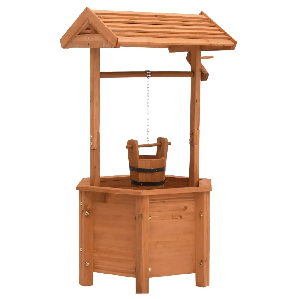 Garden Wishing Well Planter 15.7x15.7x33.1 Inches Firwood Outdoor Decor