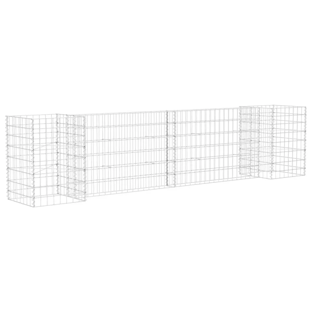 H-Influenced Gabion Planter Steel Wire 102.4x15.7x23.6 Inches Outdoor Garden Decor