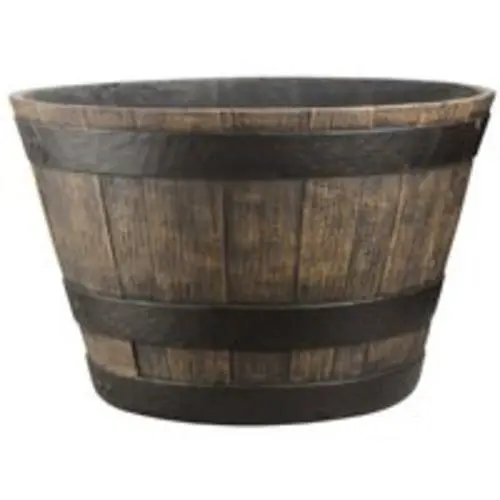 Mintcraft PT-033 Whiskey Barrel Planter 16x10-1/4 Inch Weathered Oak
