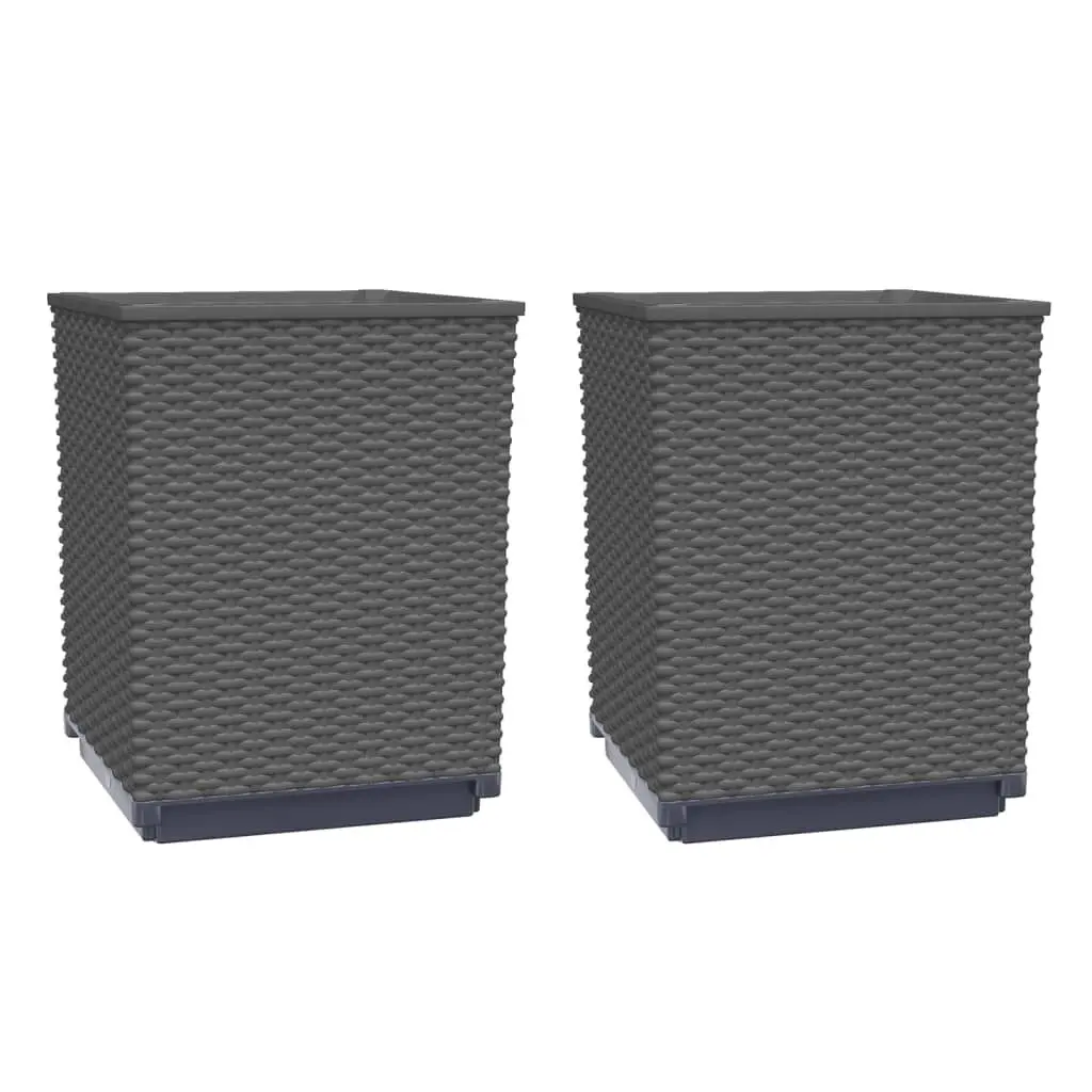 2 Pack Black Polypropylene Planters 11.8x11.8x14.6 Inches