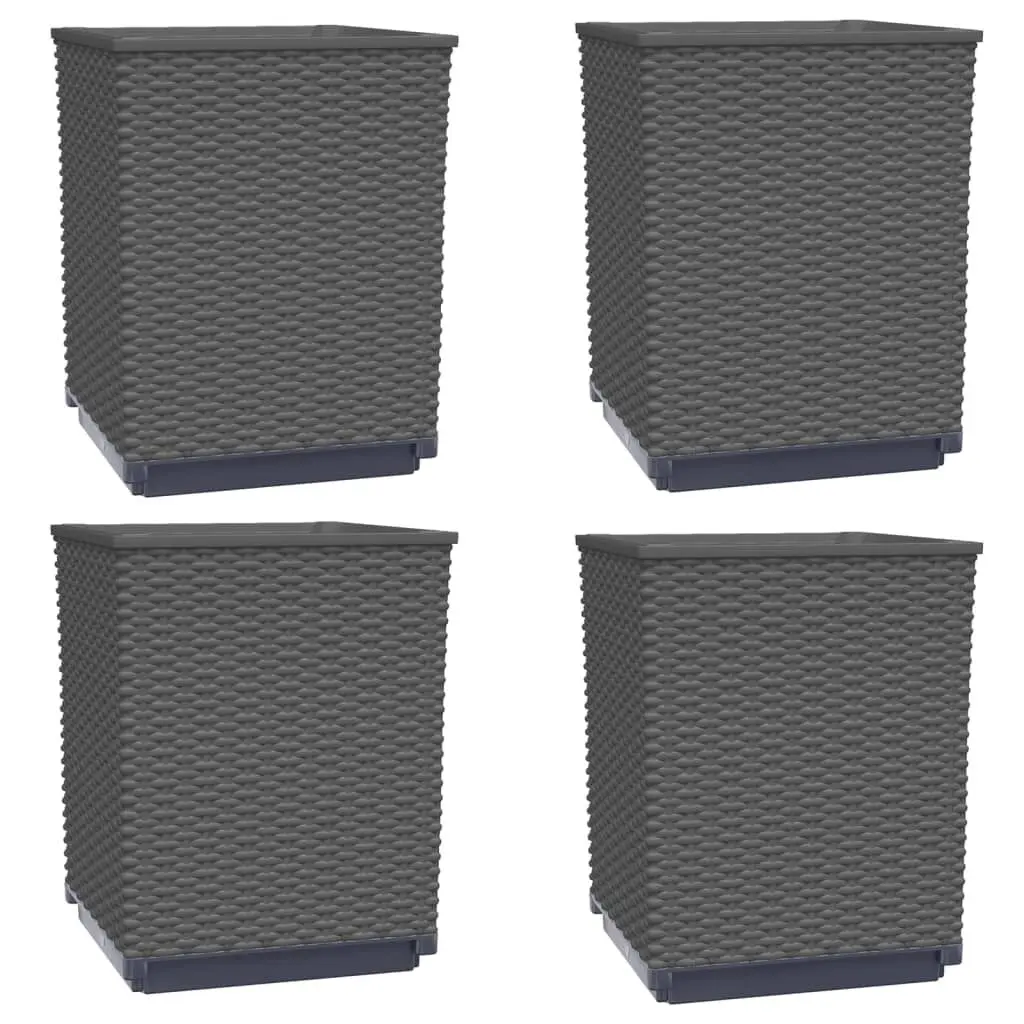 4 Pack Black Polypropylene Planters 11.8x11.8x14.6 Inches