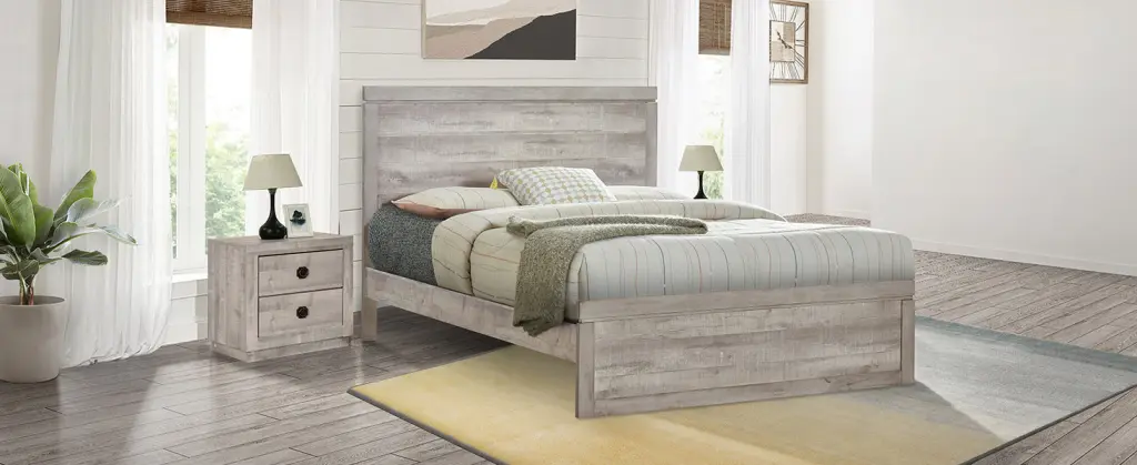 Vintage Farmhouse Style Queen Platform Bed 10 Wooden Slats Support bed best