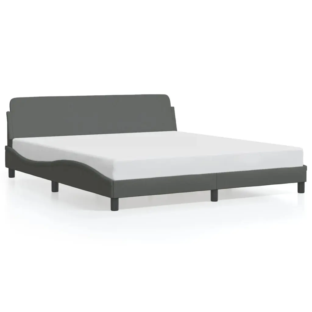 Bed Frame without Mattress Dark Gray 59.8x79.9 Inches Fabric Platform Bed