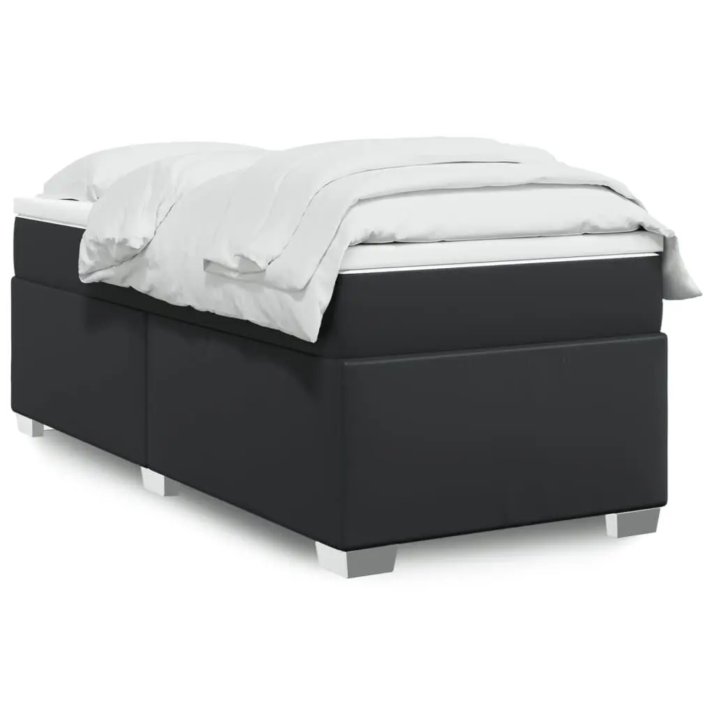 Box Spring Bed Mattress Black Twin XL Faux Leather Platform Bed