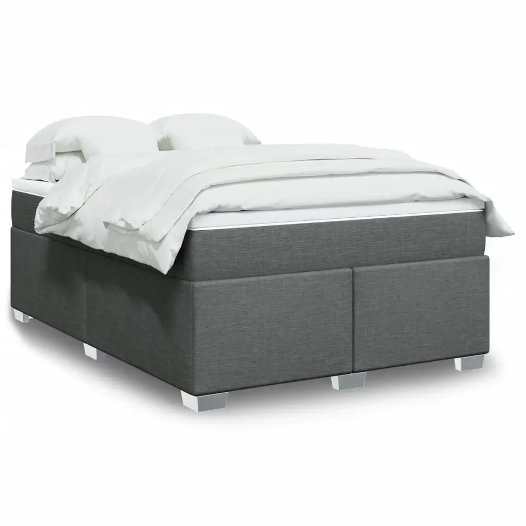 Box Spring Bed Mattress Dark Gray Full Size Fabric Platform Bed