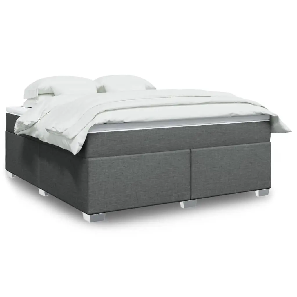 Box Spring Bed Mattress Dark Gray King Size Fabric Platform Bed