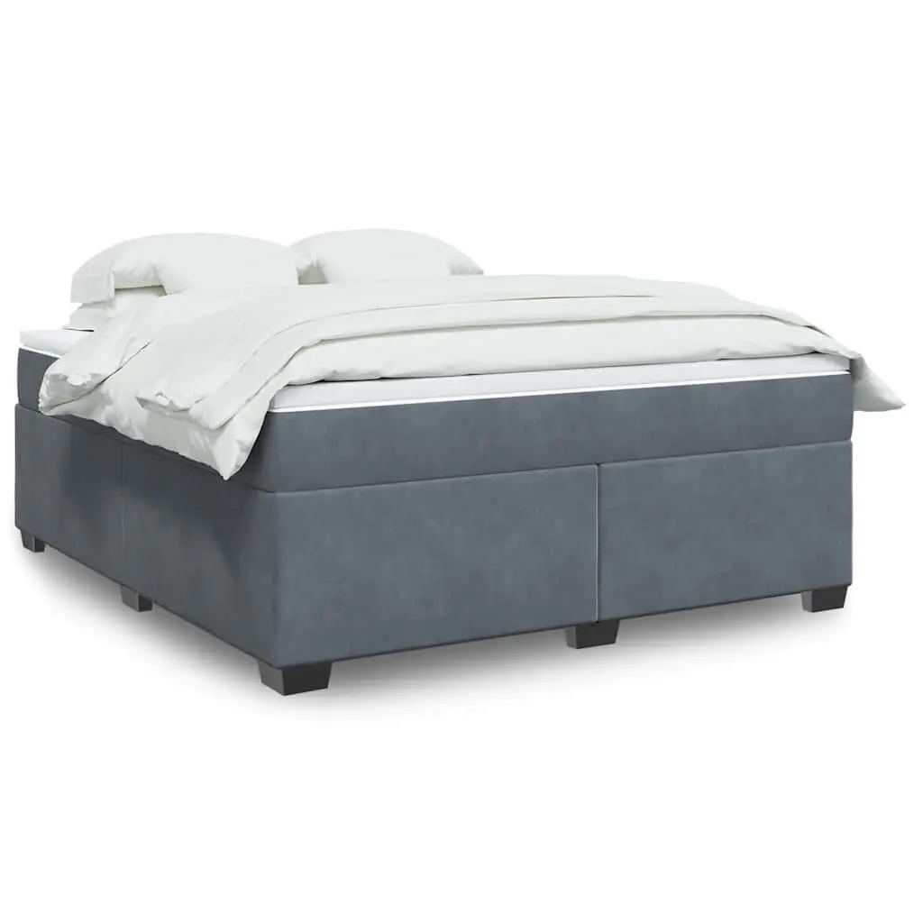 Box Spring Bed Mattress Dark Gray California King Velvet Platform Bed Frame