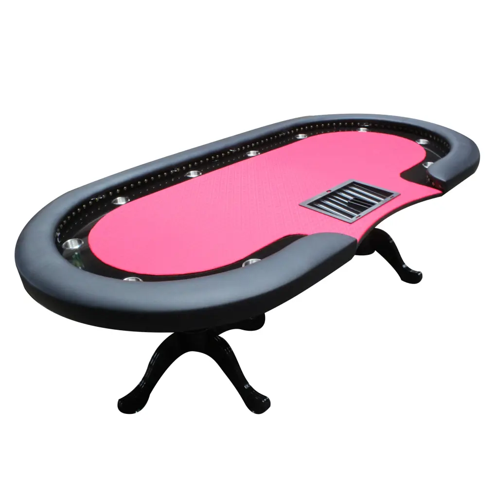 96 Inch Luxury Oval Poker Table 10 Players Casino Style Texas Hold'Em Game w2748