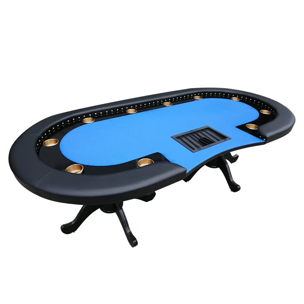 96 Inch Luxury Oval Poker Table 10 Players Casino Style Texas Hold'Em Game w2748