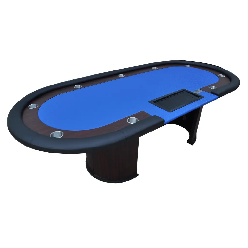 96 Inch Poker Table Model 16367 U Shape Legs Drop Box Chips Tray Black w2748