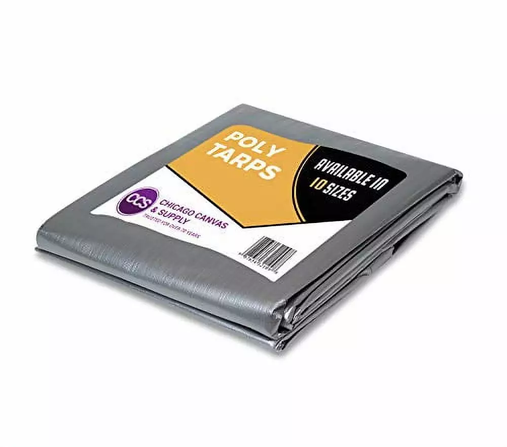 16' x 20' Heavy Duty Silver Poly Tarp Waterproof Outdoor Cover Chicago Dropcloth & Tarpaulin