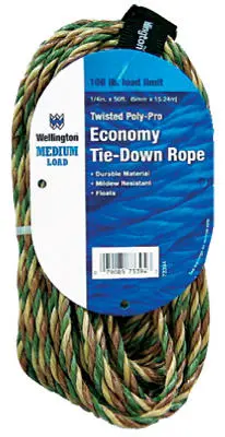 Wellington 73394 Camouflage Polypropylene Rope 1/4 x 50 Foot