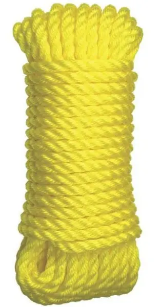 Ben-Mor 60148 Twisted Polypropylene Rope 3 Strands 1/4 Inch x 100 Feet Yellow Marine Grade Rope