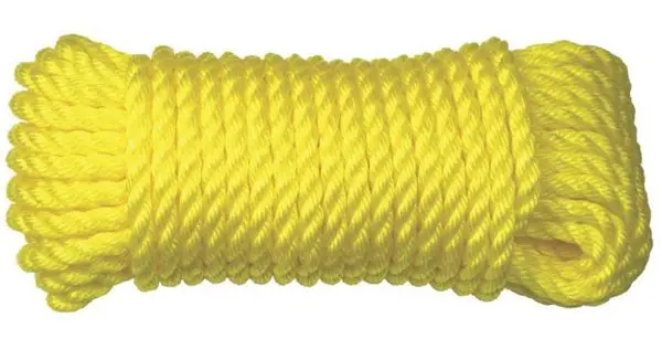 Ben-Mor 60154 Twisted Polypropylene Rope 3 Strands 3/8 Inch x 100 Feet Yellow Heavy Duty Rope