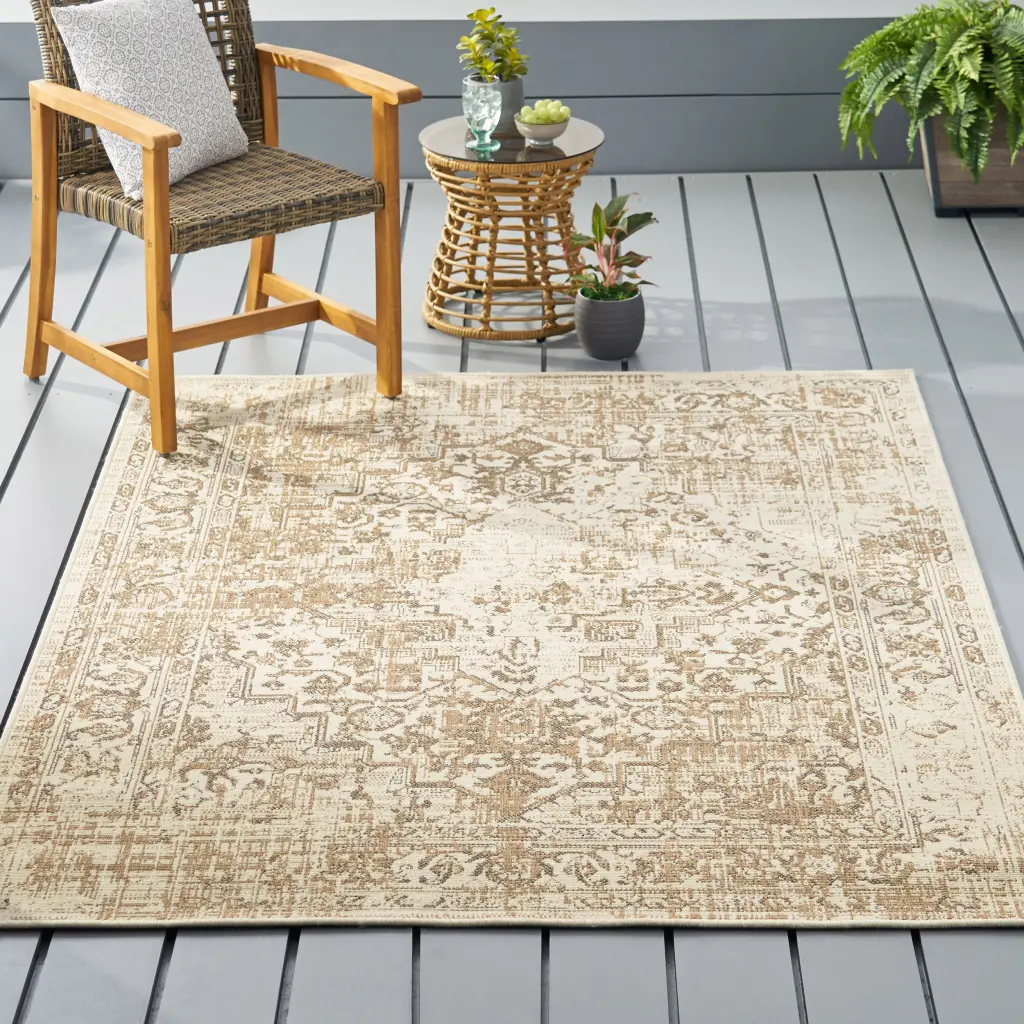 Marina Sand Polypropylene Outdoor Rug Patio Deck Poolside nh-kisa