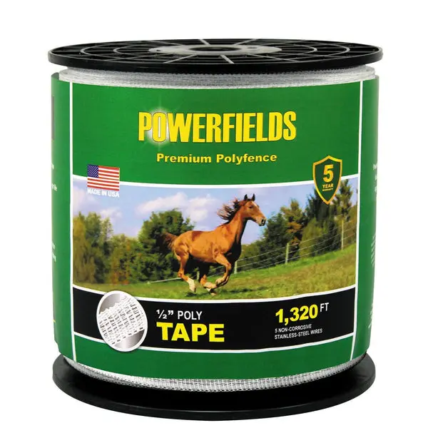 Powerfields EW5-1320 Premium Polyfence Polytape White 0.5 Inch x 1320 Feet