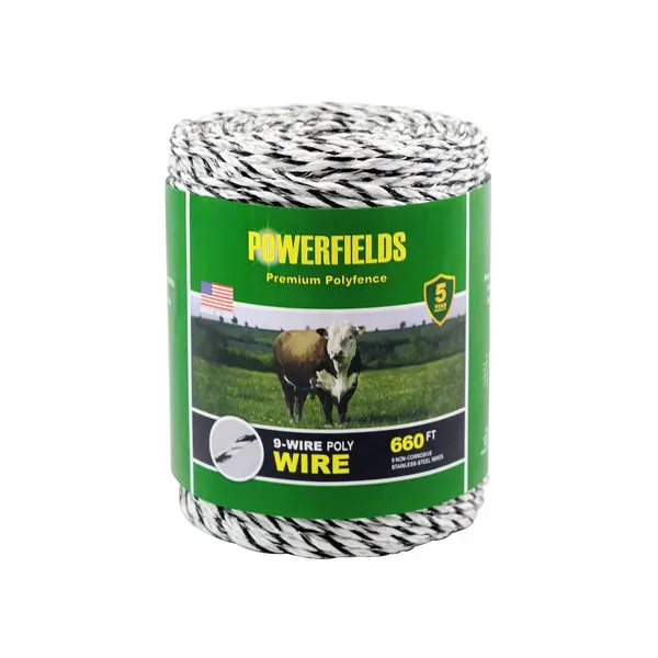 Powerfields EW936-660 Premium Polywire 9-Stainless Steel Wires 660 Feet