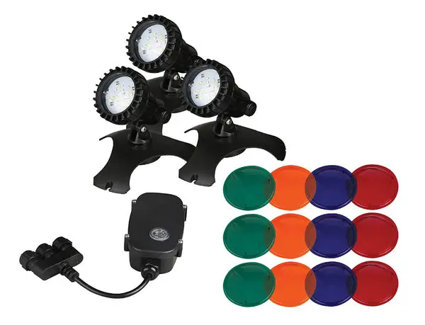 Pondmaster 02389 LED Fountain Landscape Pond Light Set 2.0W 3-Pc Outdoor Water Features