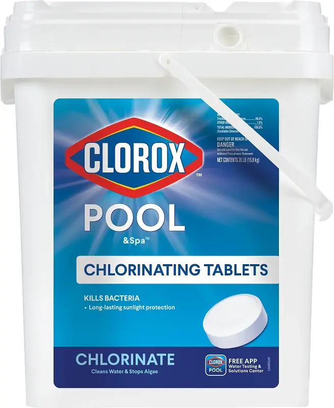 Clorox POOL & Spa ACTIVE99 22435CLX Chlorinating Tablet, Plain, Chlorine, 35 lb Bucket