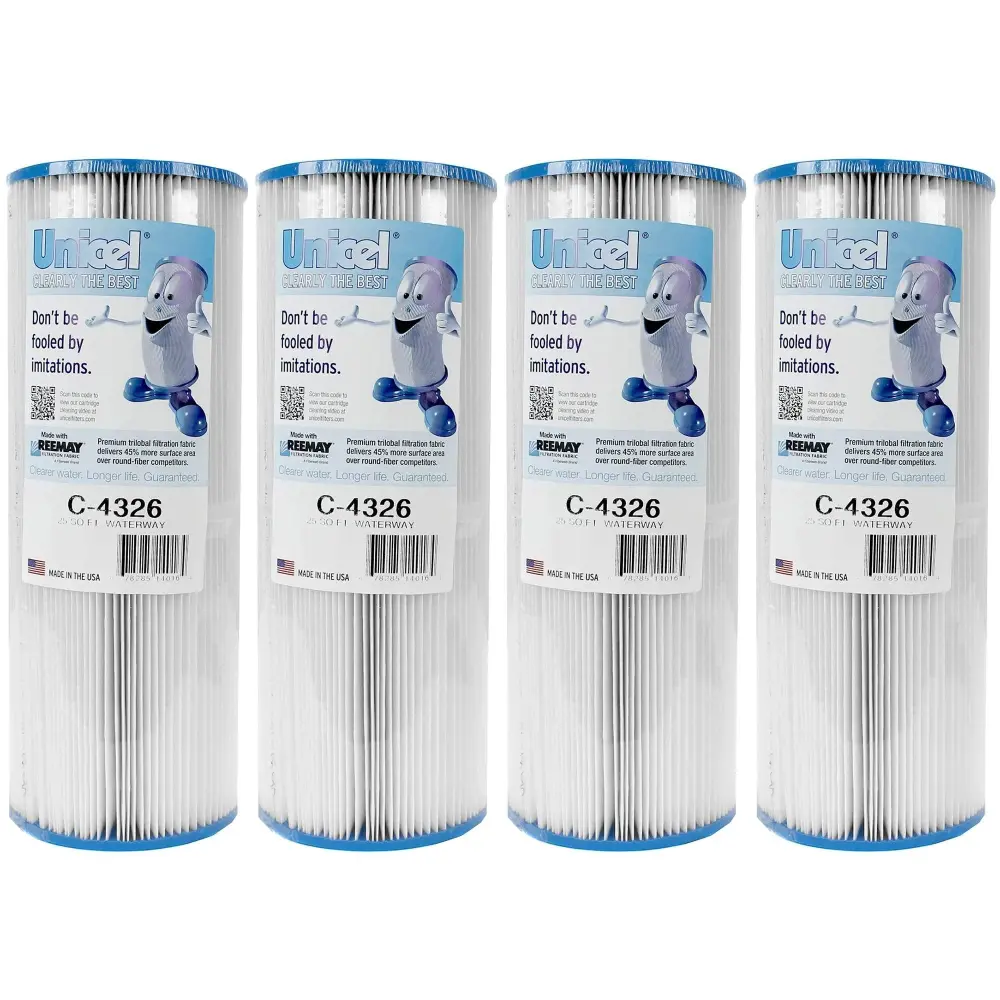 Unicel C-4326 25 Square Foot Media Replacement Pool Toasty Tub Spa Filter Cartridge 106 Pleats (4 Pack)