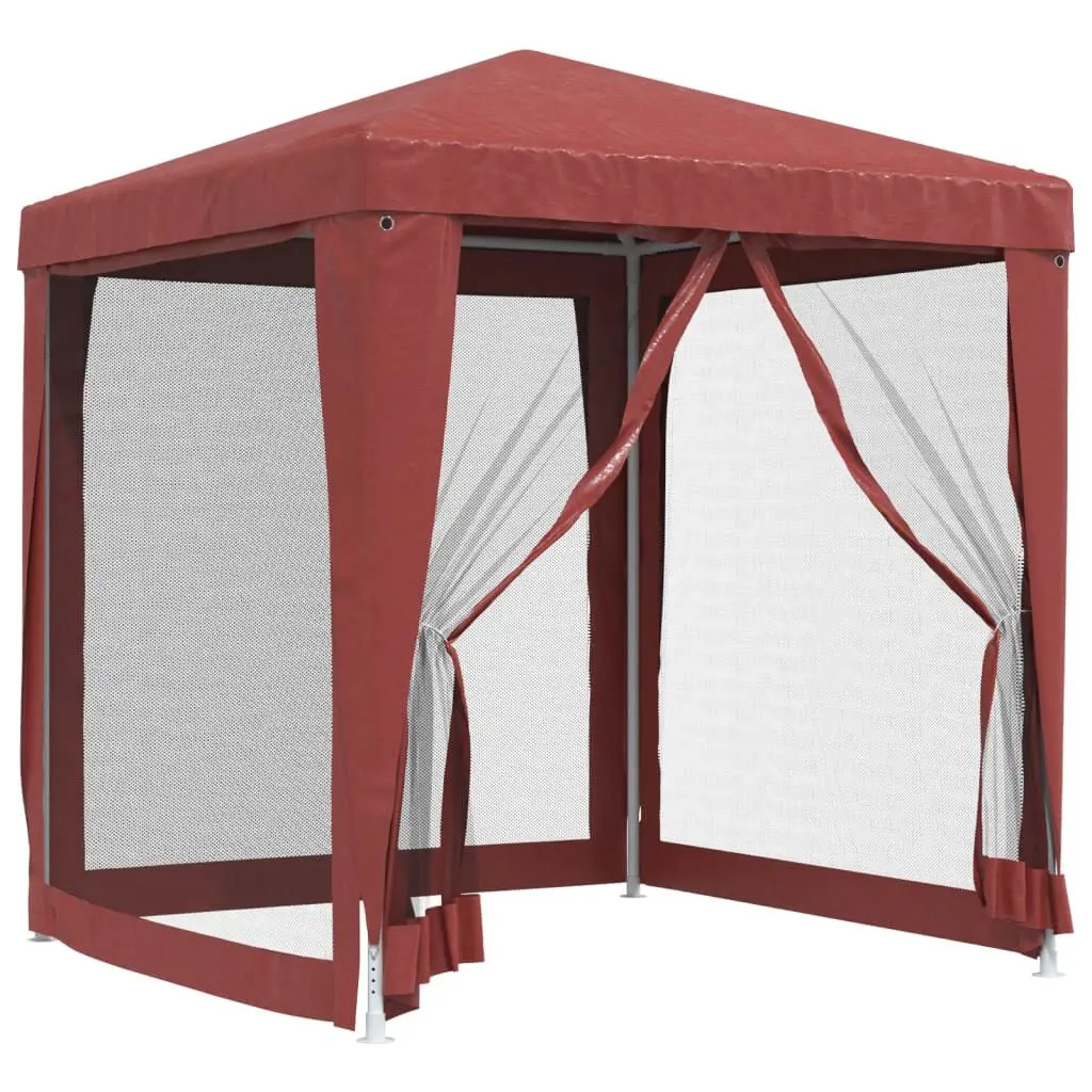 Party Tent 4 Mesh Sidewalls Red 6.6x6.6 Feet HDPE Outdoor Canopy