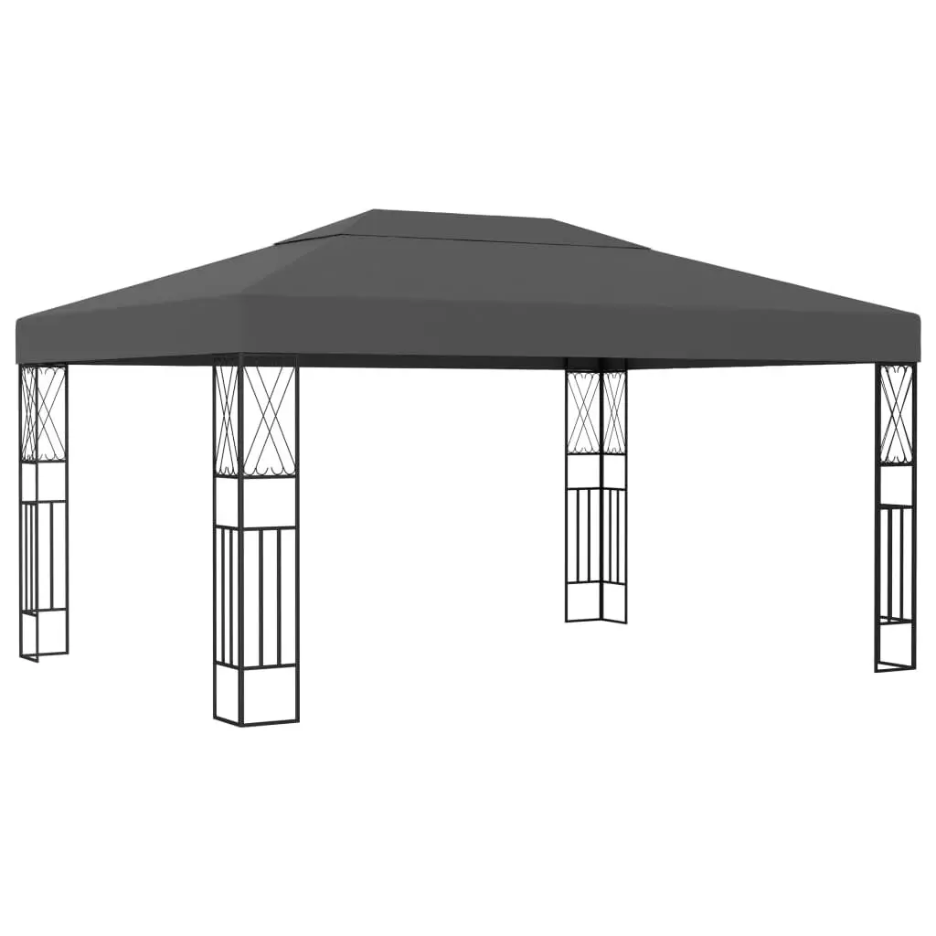 9.8'x13.1' Anthracite Fabric Gazebo Large Outdoor Shelter Sturdy Frame
