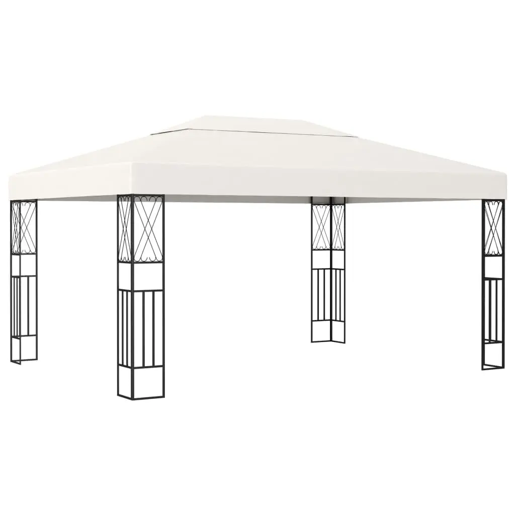 9.8'x13.1' Cream Fabric Gazebo Large Outdoor Shelter Sturdy Frame