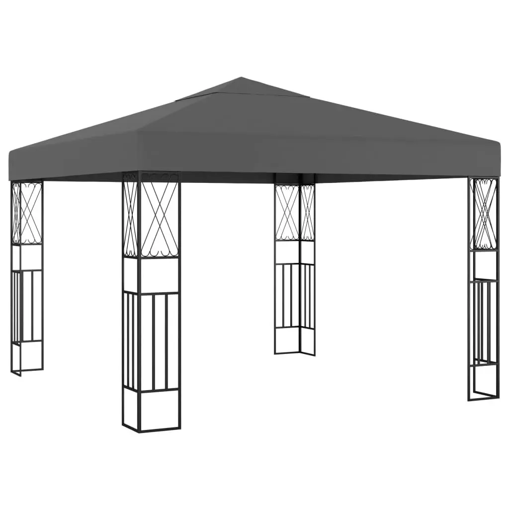 9.8'x9.8' Anthracite Fabric Gazebo Modern Outdoor Canopy UV Protection