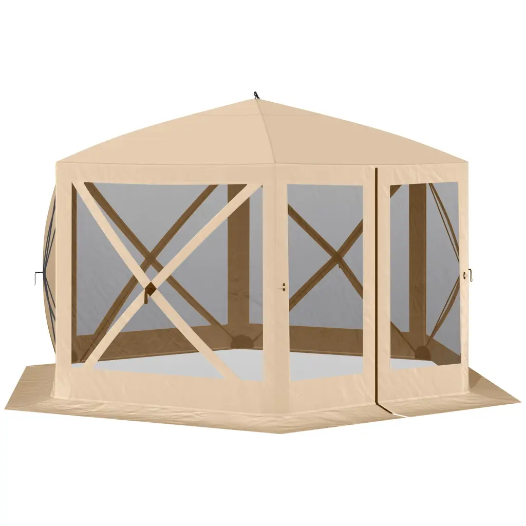 Outsunny 12' X 12' Hexagon Screen House Pop Up Tent - Portable Travel Gazebo aosom business