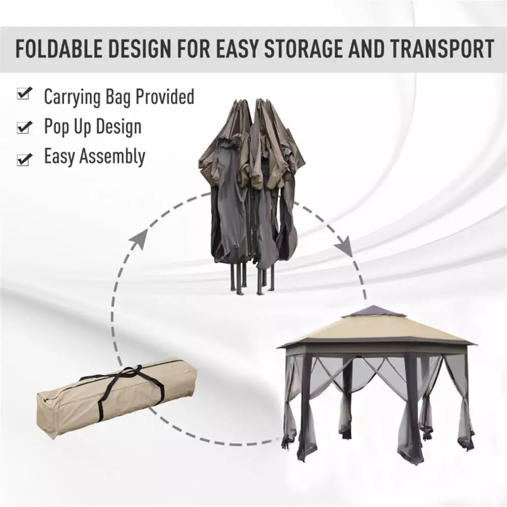 Pop Up Coffee Beige Party Tent UV Protection and Easy Set Up Outdoor Events Fencia